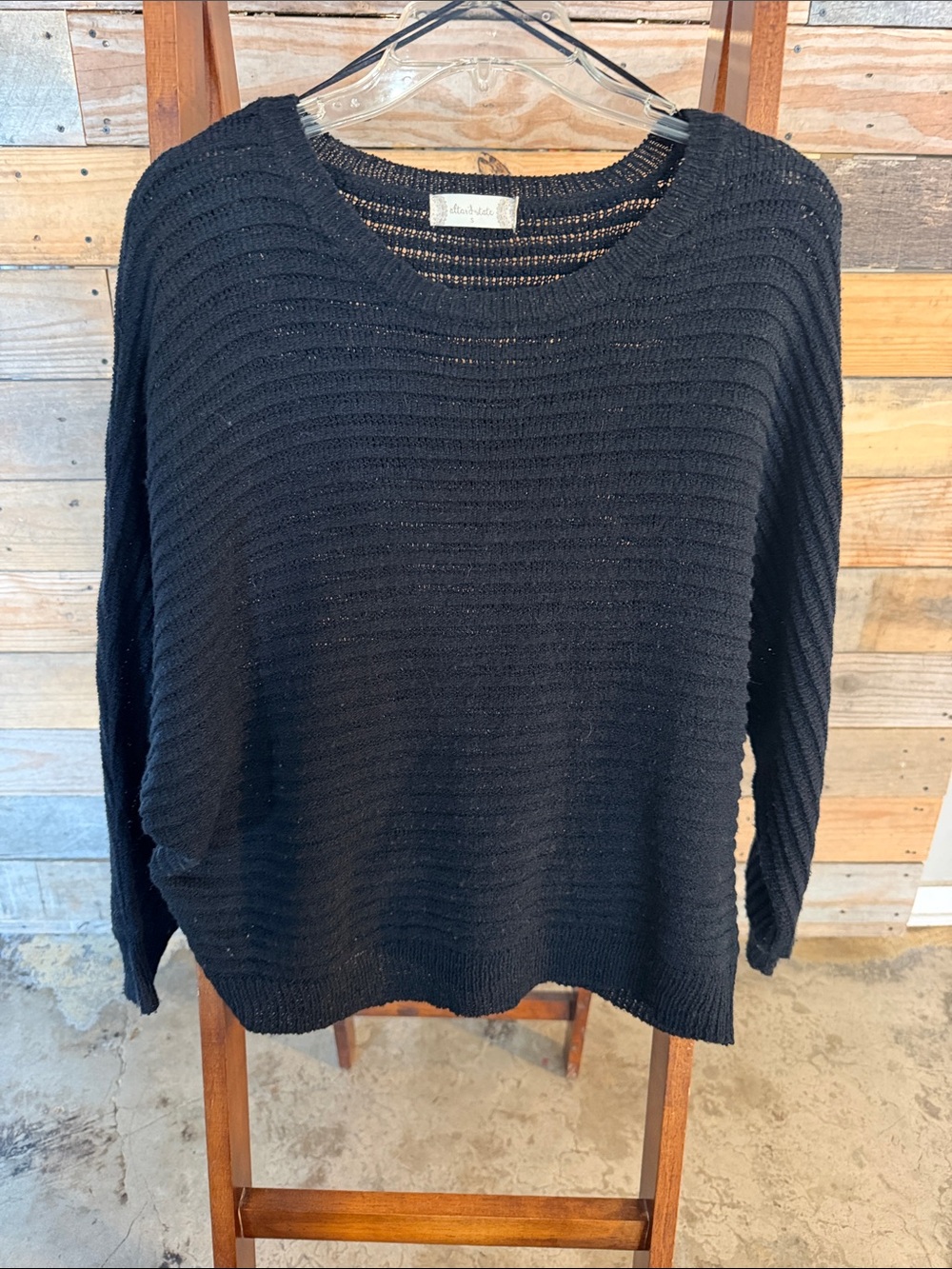 Altar'd State Black Ribbed Crewneck Sweater